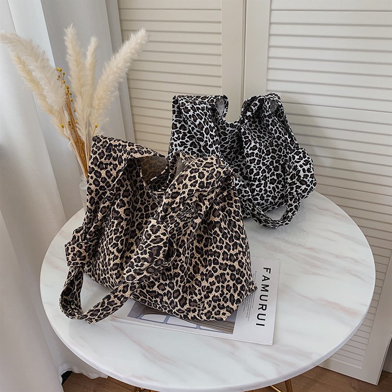 Padrão de leopardo bolsa feminina grande capacidade lona sacos de ombro designer feminino hobos saco grande senhora totes bolsa de viagem