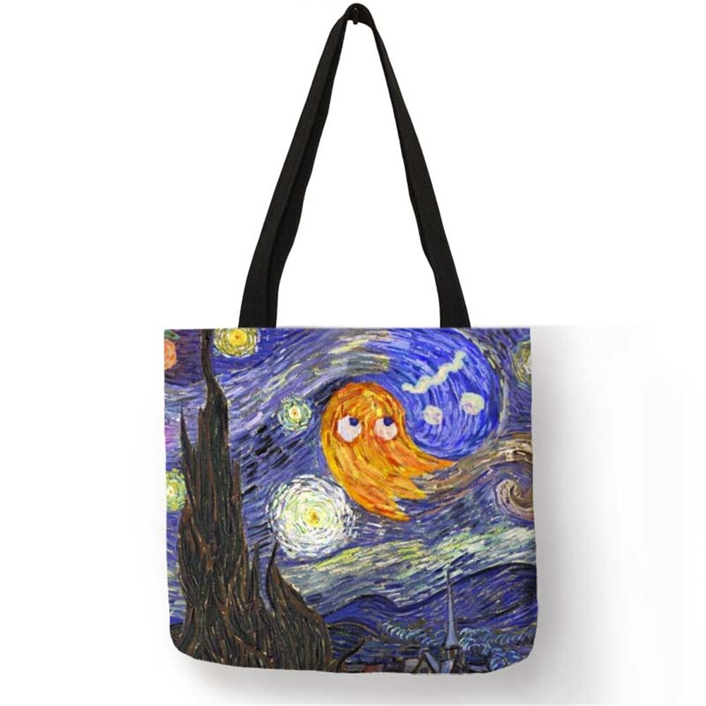 Borsa moda notte stellata pittura Van Gogh Tote borse donna riutilizzabile Shopping convenienza borse da viaggio pieghevoli da spiaggia: 003