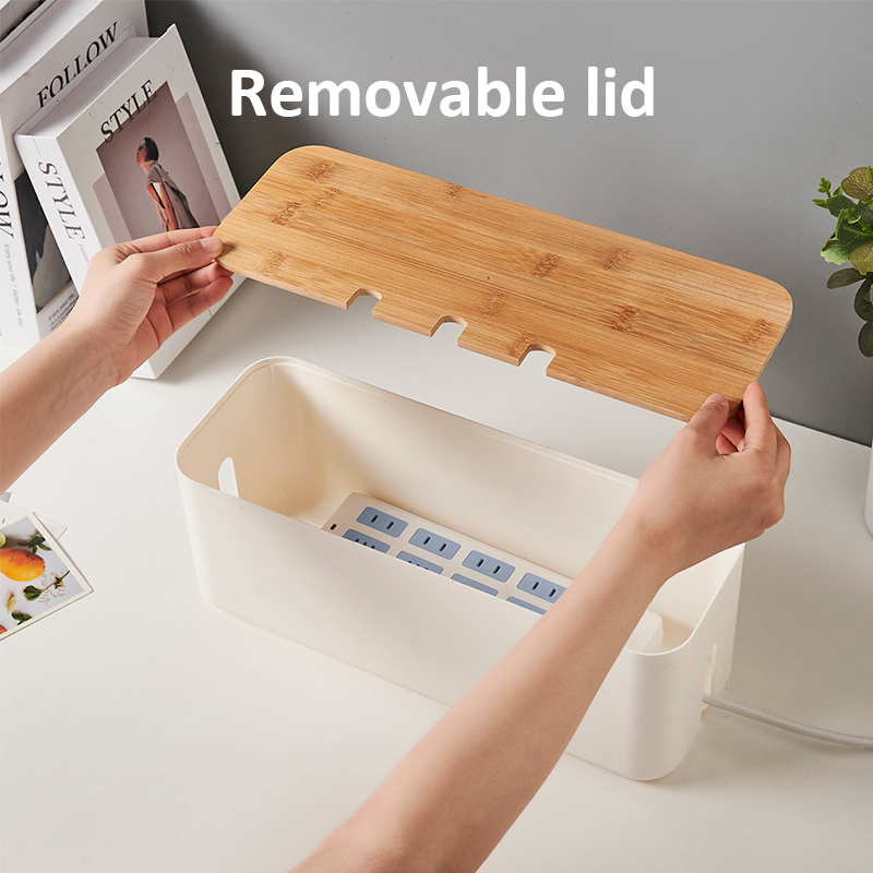 Cable Management Box Cable Box-Outlet Cord Storage Organizer for TV Wires Computer Router USB Hub and Under Desk Power Strip