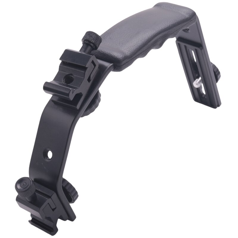L-shaped bracket, padded handheld holder, l-shaped clamps, heavy-duty adapter with ball head and dual flash cold shoe mount for dslr camera
