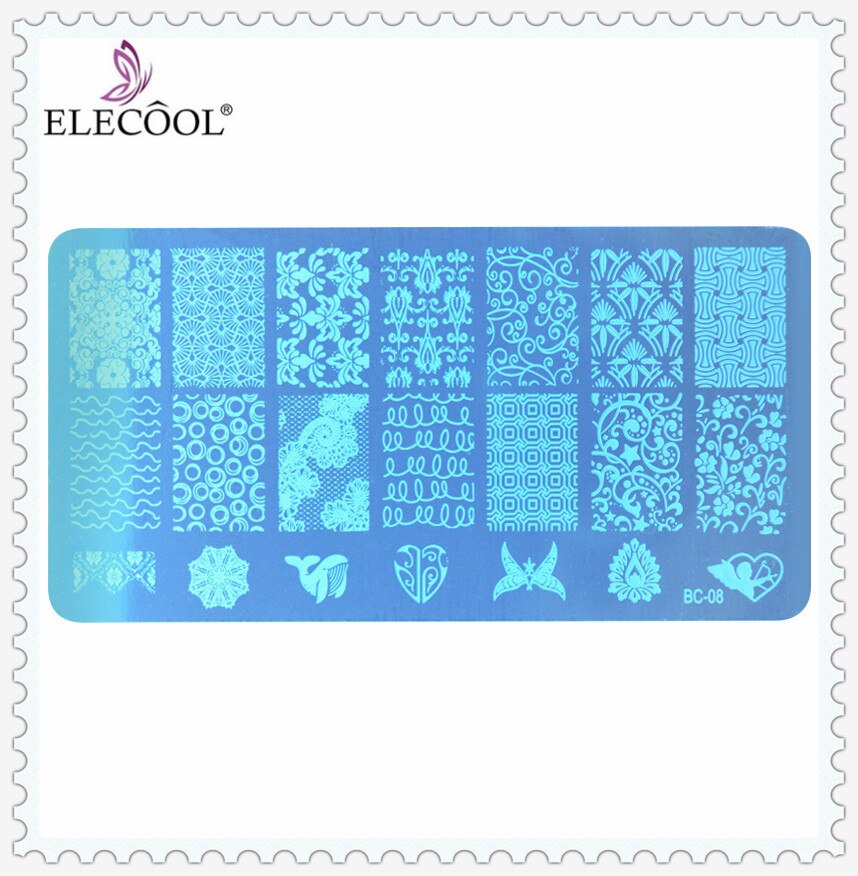 1 pièces Nail Art timbre estampage Image plaque ongles impression pochoir dentelle modèle bricolage bleu masque ongles impression Nail Art manucure outils: 08