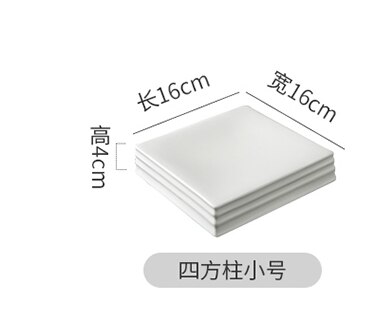 Pure White Square Cake Snack Ceramic Plate Horizontal Stripe Square Column Hotel Steak Plate Restaurant Special Tableware Plate: A