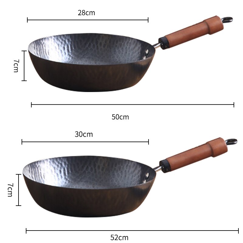 Cast Iron Wok Pan Traditional Cookware Iron Wok Induction Compatible Non-stick Frying Pan Non-coating Pan