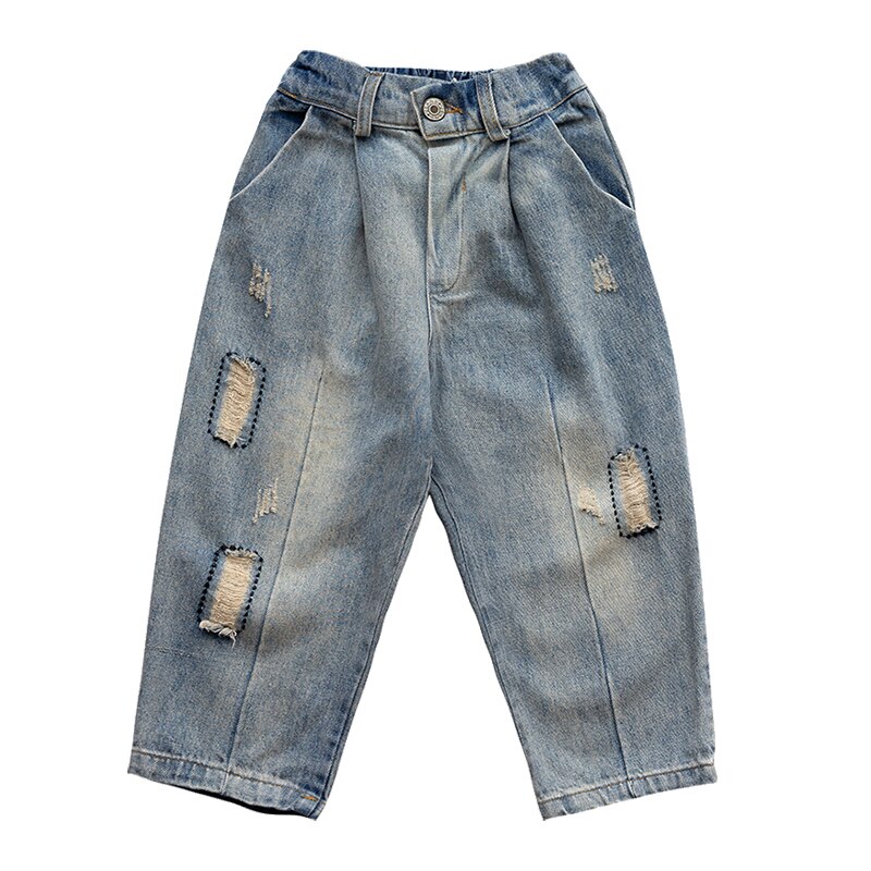 Moderne enfants vêtements filles jean 7 8 9 10 ans filles trou cassé jean pantalons de survêtement en vrac enfants déchiré jean filles Denim pantalon
