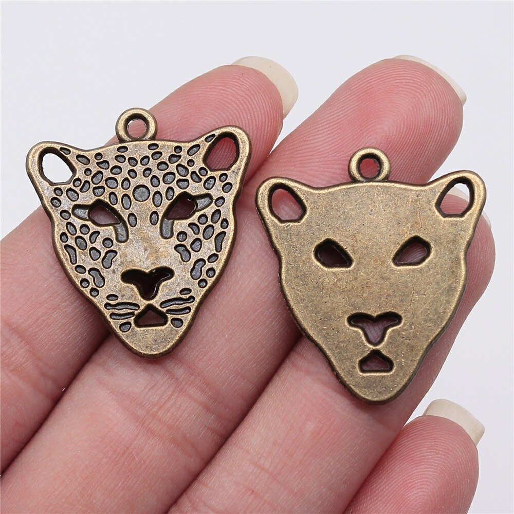 10 stk anheng med anheng med leopardhode til dyr til å lage smykker til å lage armbånd, halskjede: 30 x 27mm- bronse