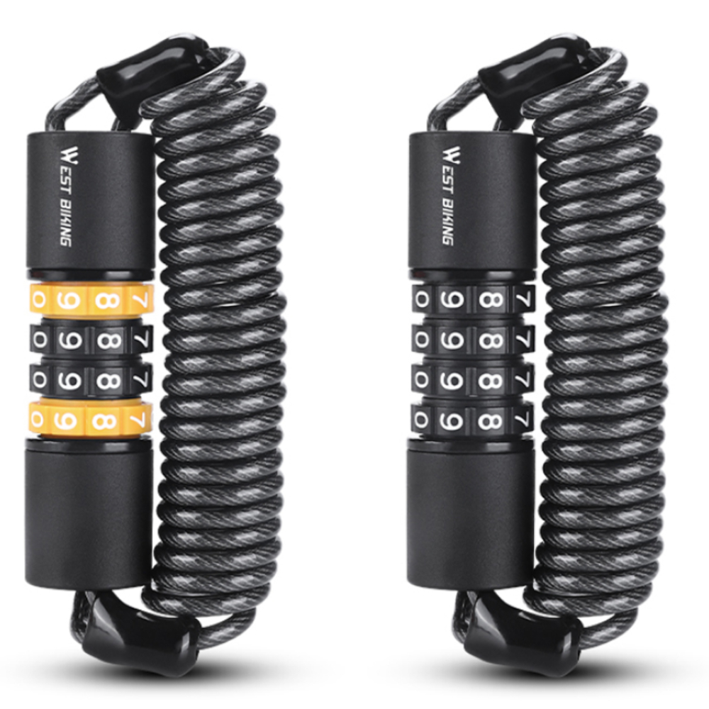 Candado de seguridad antirrobo para cascos de bicicleta, candados elásticos de 4 dígitos, combinación de contraseña, candado de Cable de acero para bicicleta de carretera