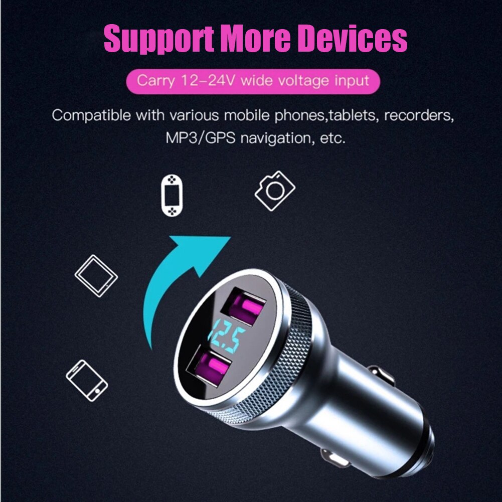 36W 2 Poorten Usb Pd Autolader Dual QC3.0 Usb Charger Led Voltage Digitale Display Quick Car Charger Socket auto Power Adapter