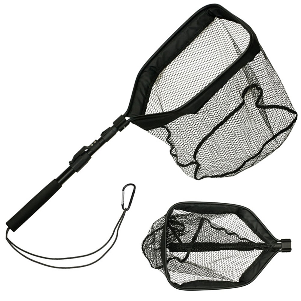 1pc Retractable Fishing Landing Net with Telescopic Handle Folding Net Mesh Network Fishing Tackle for Fisherman