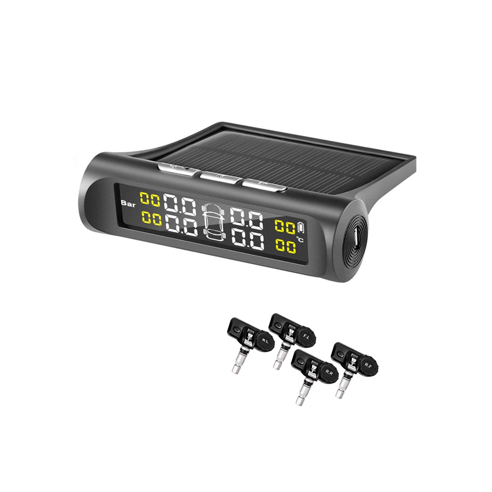 Universal- TPMS Reifen Druck Überwachung System Solar- Energie Digital LCD Anzeige Auto Sicherheit Alarm Reifendruck Sensoren: intern Sensor