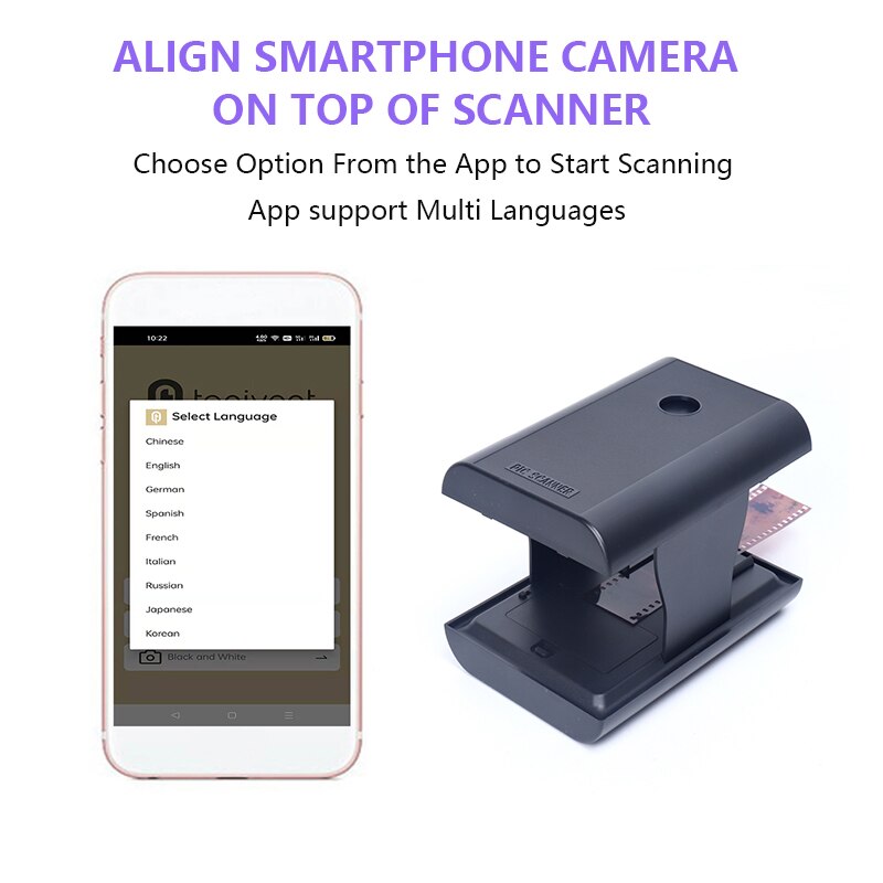 35/135mm negativi e diapositive Scanner per Film Mobile Scanner pieghevole con APP gratuita la fotocamera per Smartphone può riprodurre e scansionare vecchi Film