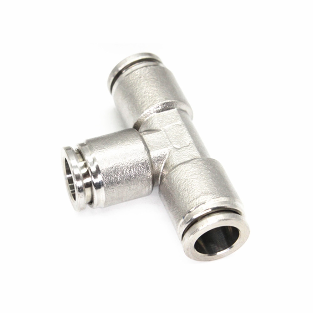 4/6/8/10/12/14/16mm tee 3 -veis splitter pneumatisk 304 trykk i rustfritt stål trykk i hurtigkoblingen