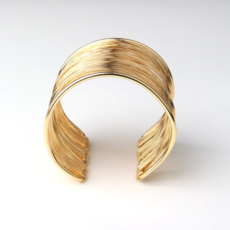 1PC Ethnische Indischen Gold Farbe Öffnen Manschette Armbänder Armreif Für Frauen Männer Vintage Multilayer Aushöhlen Armband Hand Schmuck b5