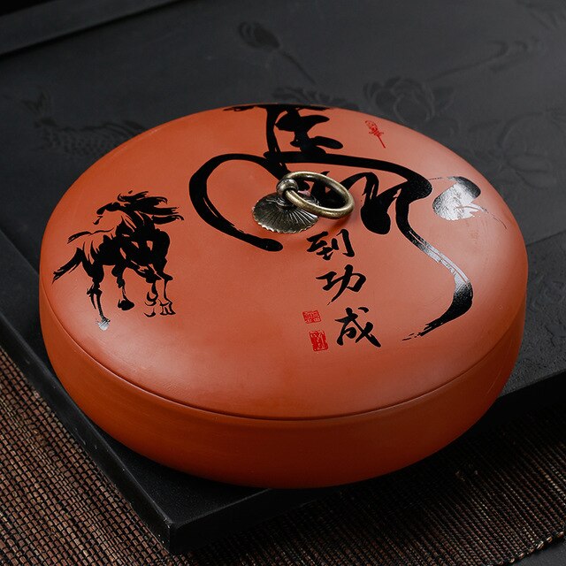 Caja de almacenamiento de té de estilo chino Puer, cajas de sellado de de arte púrpura Natural, tarros de café, granos, recipiente de Caddy, bandeja de caramelos y nueces: Pattern 6