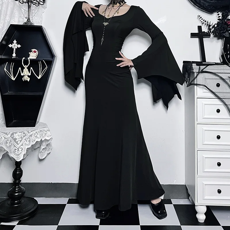 Robe d'Halloween Gothique à Manches Sulfpour Femme Taille Haute Esttique des An Nadula 90 Sexy Slim ix Club Nouvelle Collection 2