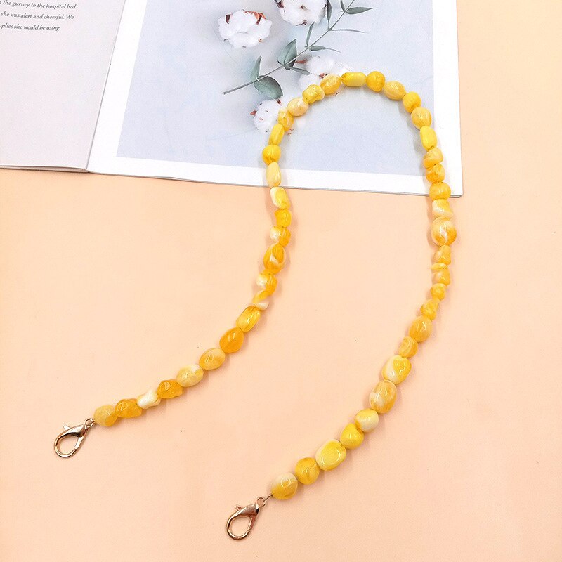 60cm DIY Austauschbare Tasche Griff Perle praktisch Kette Tasche Zubehör Handtasche Gurt Alle-spiel Acryl Schulter Taschen gürtel: Gelb