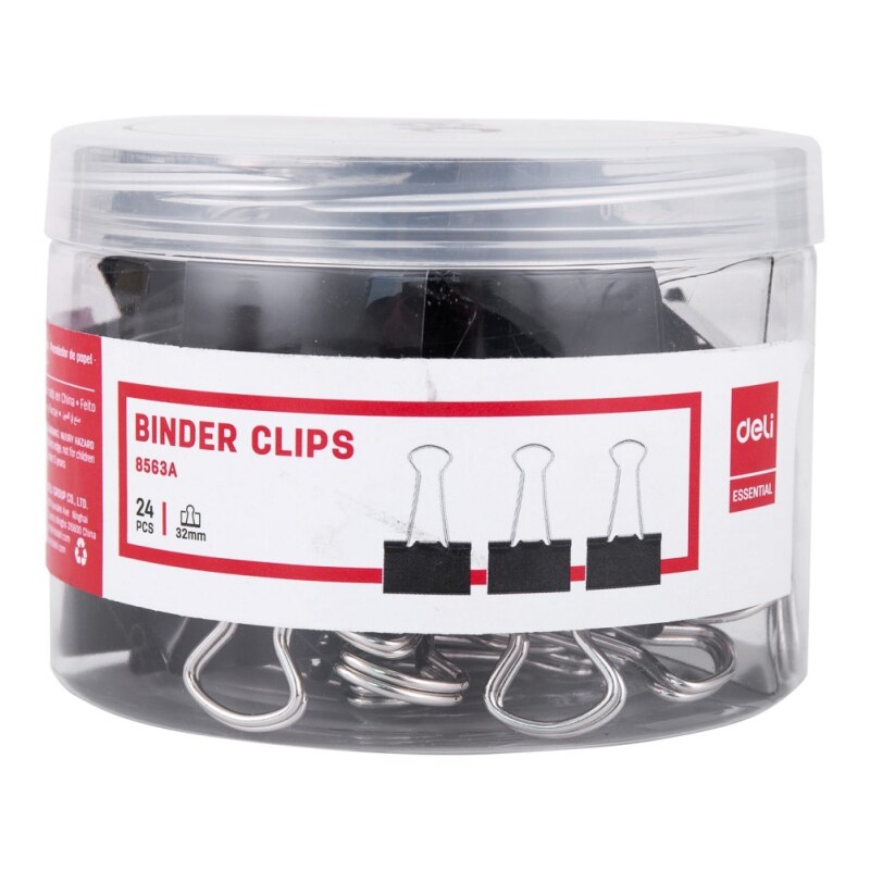 Deli Metal Binder Clips 15-51mm Sizes In Jar For Books Files Binding Stationery School Office Supplies Metal Paper Clip: 32mm