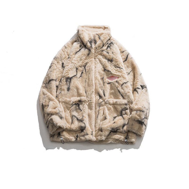 Amerykańska ulica biodro-chmiel retro wiązanie-barwnik graffiti pluszowa kurtka moda męska marka Bf leniwy wiatr para ubrania wyściełane bawełną: L