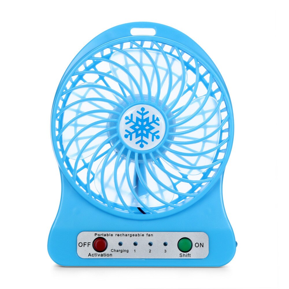 Mini Portable Fan Usb Rechargeable Fan Mini Desk Third Wind LED Light Fan Air Cooler Rechargeable Air Cooler Cooling Fans: Blue