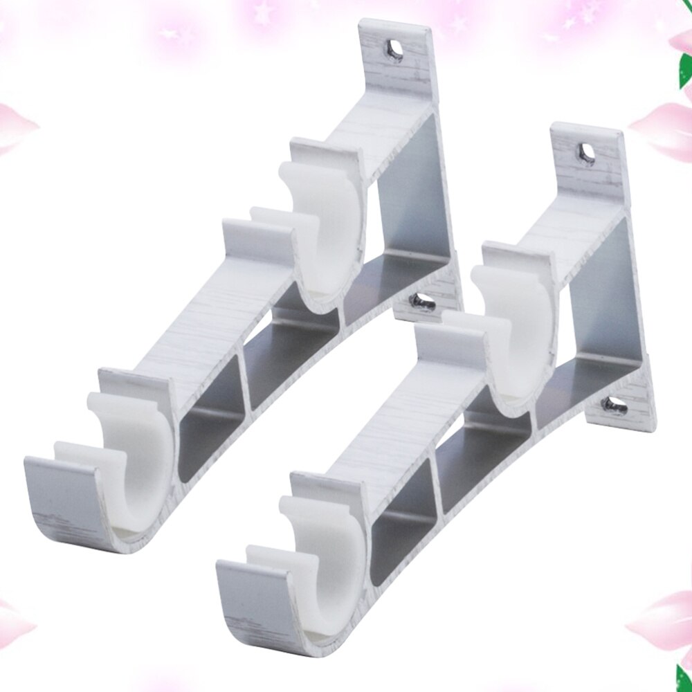 2PCS Curtain Fittings Aluminum Alloy Double Bracket Fish Type Double Code Curtain Rod Bracket