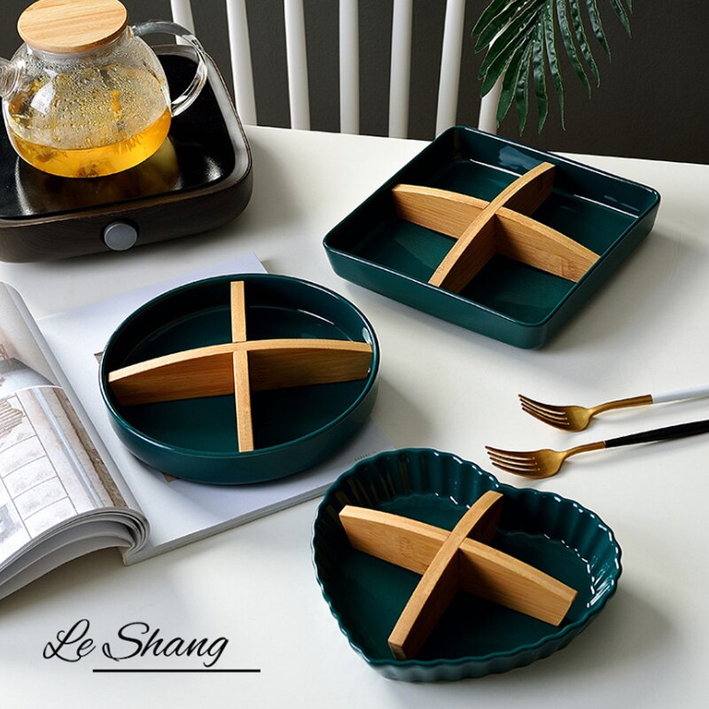 Scandinavische Stijl Keramische Snack Tray Multi-Raster Fruitschaal Gedroogd Fruit Moer Plaat Voedsel Lade Dessert Opslag Trays Keuken organizer