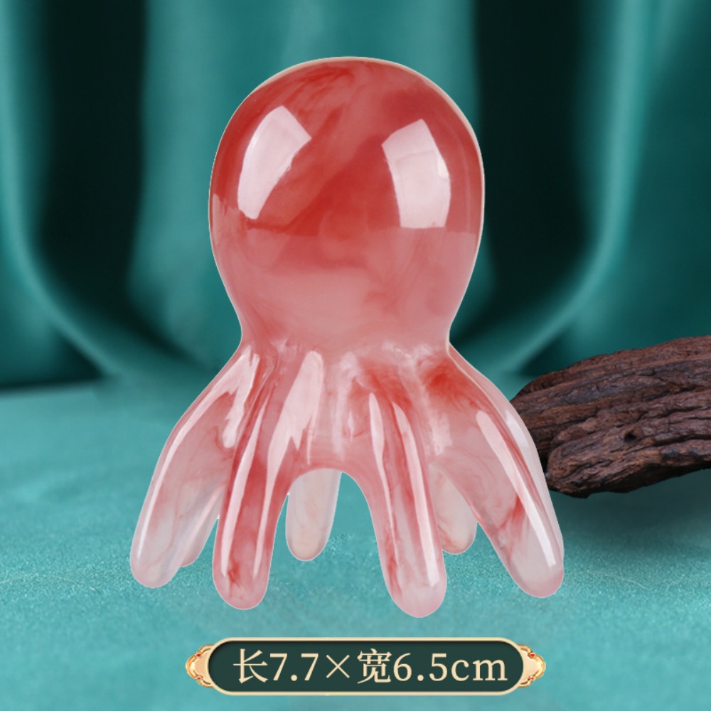 Hars Octopus Massage Kam Hoofd Meridiaan Schrapen Hoofdhuid Massage Borstel Acupunctuur SPA Gua Sha Vermoeidheid Relief Massage Ontspanning: Ivoor