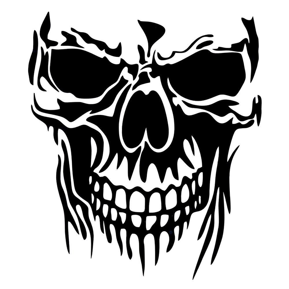 DSYCAR 1Pcs Skull Decal Horrific Skeleton Vinyl Car Hood Window Stickers Vehicle Styling Removable Waterproof Sticker Reflective: Black / M