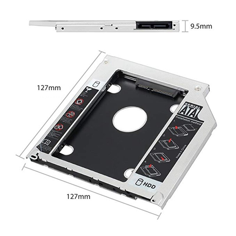 1 Pcs M.2 NGFF (SATA) SSD To 2.5 Inch SATA Adapter Card 8Mm &amp; 1 Pcs SATA 2Nd HDD HD SSD Enclosure Hard Drive Caddy Tray