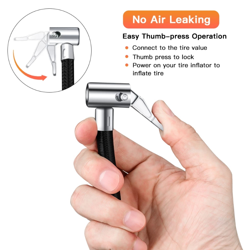 Tire Inflator Hose Extension Tube Air Pump Adapter Can Be Deflated Car Motorcycle Bike Tyre Inflatable Air Chuck Lock Tubes