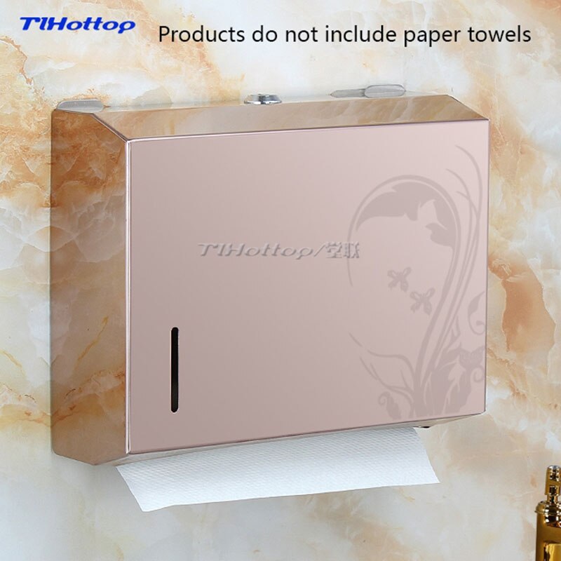 262*205*83mm Stainless Steel Manual Holder Dispenser Paper Towel Rack Butterfly Crown Gold Blue YH8013: Rose gold printing 1
