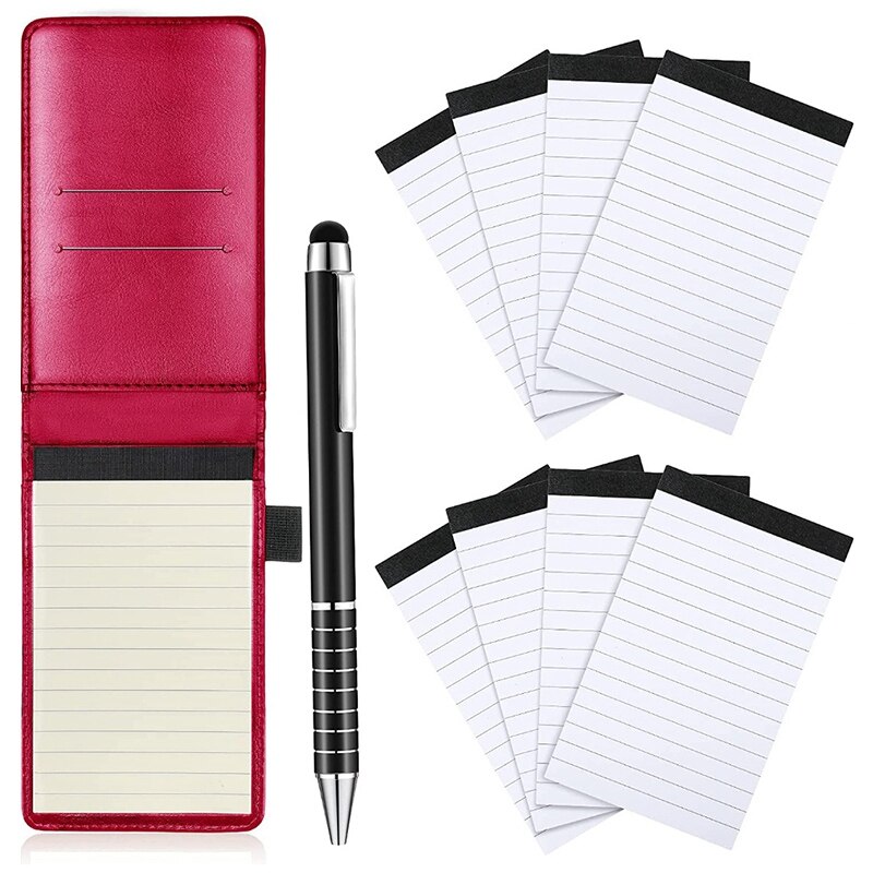 10 Pcs Notepad Holder Set, Mini Pocket Notepad Holder With 50 Lined Sheets, Metal Pen And 8 Pcs Memo Refills: Other
