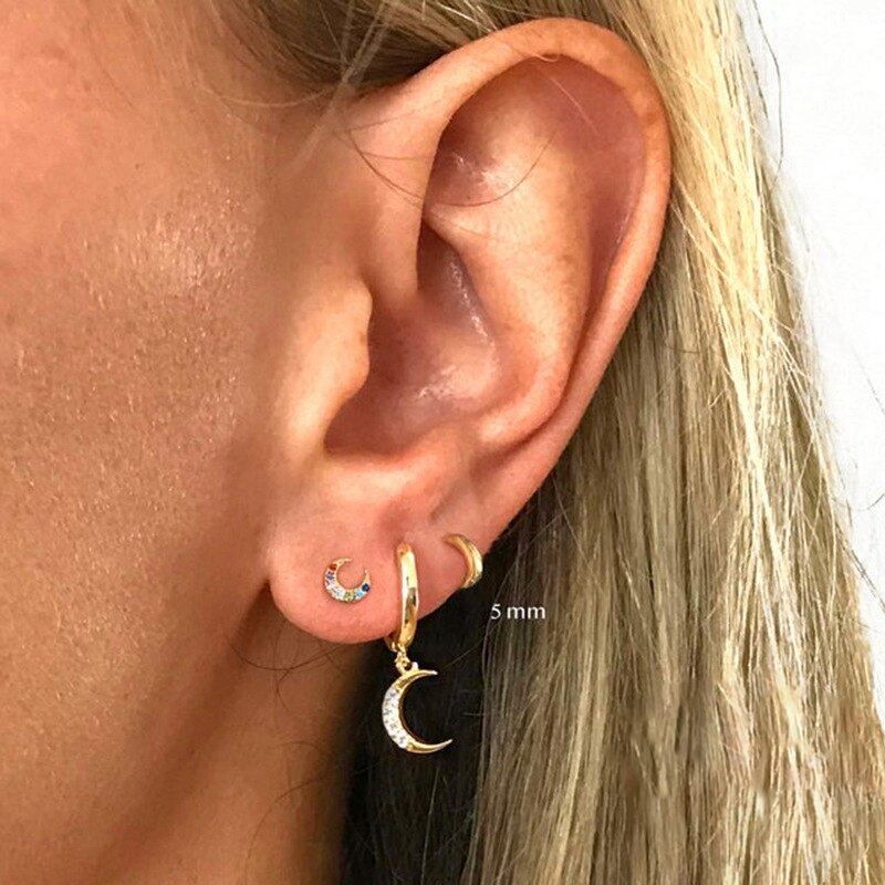 Pendientes de aro minimalistas de acero inoxidable para mujeres y niñas, aretes pequeños de Color dorado, de boda, hebilla suave para hueso del oído, 2 uds.