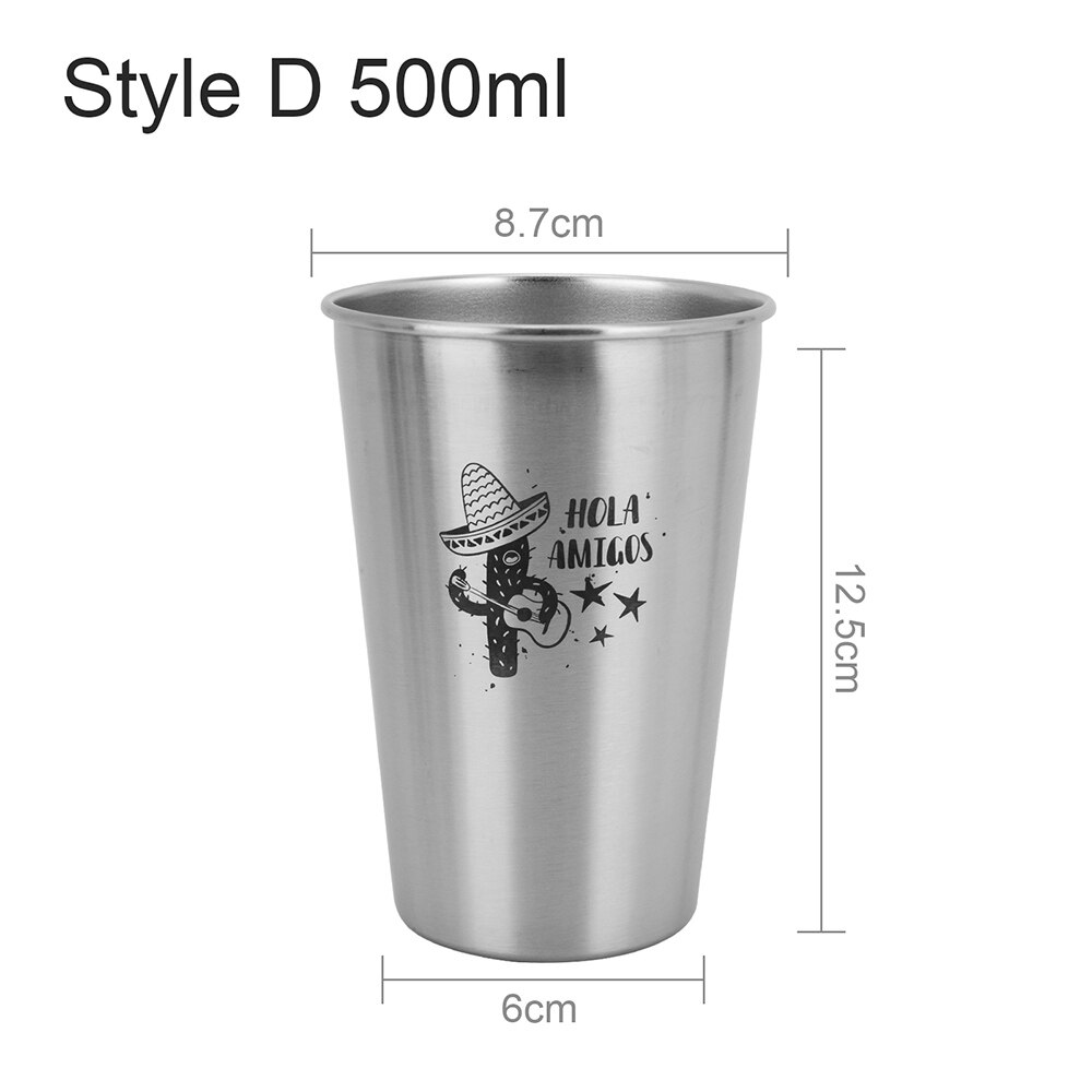 350/500ML Beer Cup Nordic Ins Metal Cactus Series Lovers Cup Durable Wine Cups Household Office Use Gargle Cups: Style D 500ML