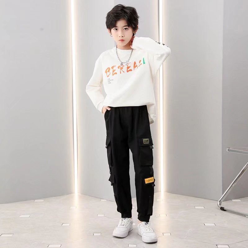 lato kieszeń Sporty Spodnie nastolatek chłopcy dziewczyny biodro-chmiel taniec spodnie ładunek harem Spodnie sport biegaczy dzieci Spodnie dla chłopcy