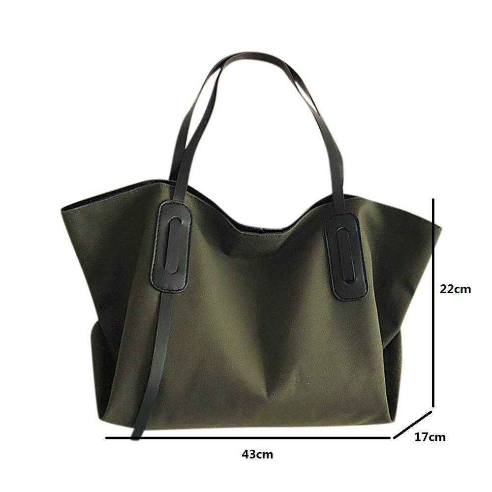 Large Capacity Canvas Shoulder Bags for Women Shopping Handbag Solid Color Multipurpose Shoulder Bags #20