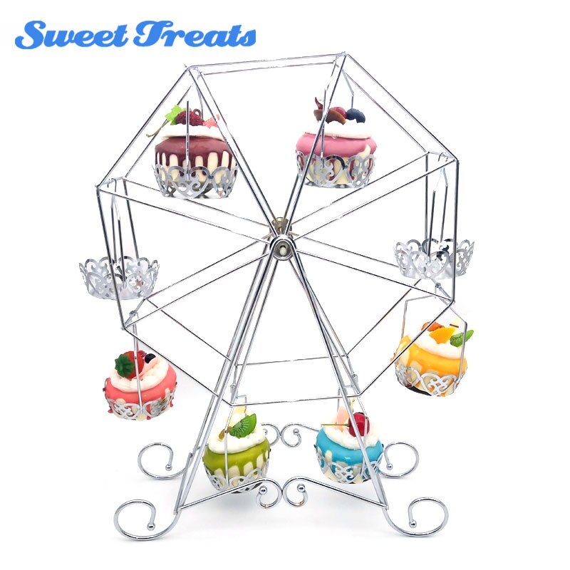 Sweettreats Ferris Wheel Cupcake Stand - Rotating Dessert Holder Station Tower - Spinning Cupcake Tray