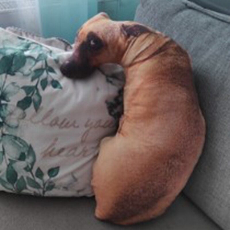 3D Leuke Bocht Hond Gedrukt Sierkussen Levensechte Dier Grappige Hond Hoofd Cosplay Kinderen Favoriete Speelgoed Kussen Voor Thuis