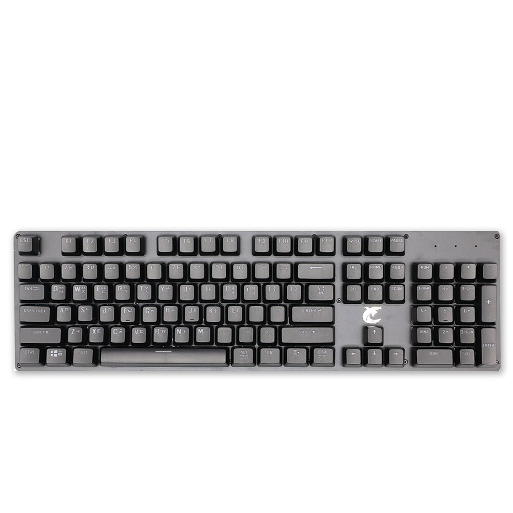 104pcs Russian/Spanish/French/Korean Keycaps OEM Profile Backlit Transparent Keycaps For Gaming Mechanical Keyboard ISO Layout: Black-Korean