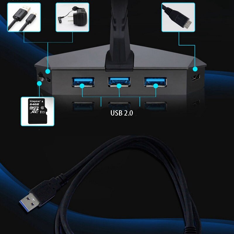 3-Port Usb 2.0 Mouse Cord Clip Wire Mause Mini Mouse Wire Holder Clamp Backlight Mouse Clip Usb Hub Splitter Card Reader Mouse