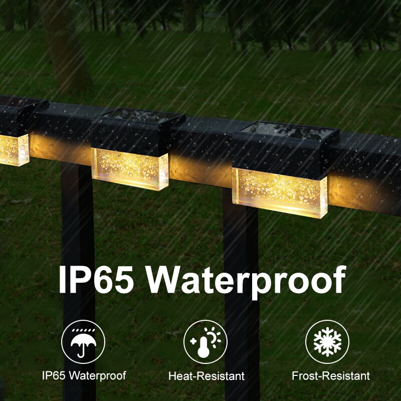 Led Solar Light Outdoor Deklicht Solar Power Waterdichte Rgb + Warmwit Hek Licht Voor Tuin Stap Dek Hek Trap verlichting