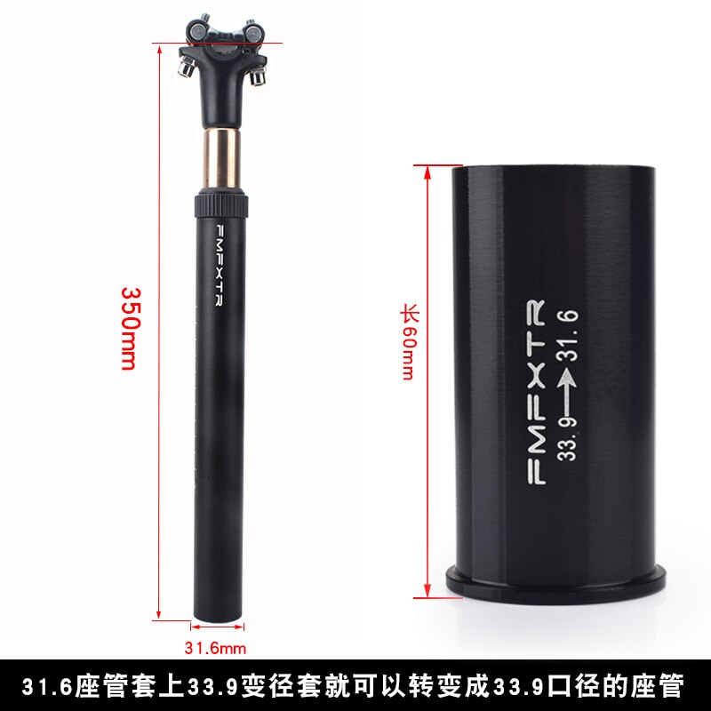 Bicycle Suspension Seatpost Shock Absorber Damping MTB Mountain Bike Seat post Bicycle Seat Tube 27.2/28.6/31.6/33.9mmx350mm: 33.9x350mm Black