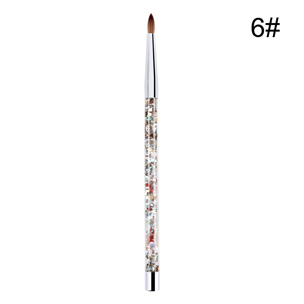 1PC Acrylic Nail Art Brush UV Gel Carving Pen Brush Liquid Powder DIY Nail Drawing Glitter Handle Round Oval Painting Brush: A-6