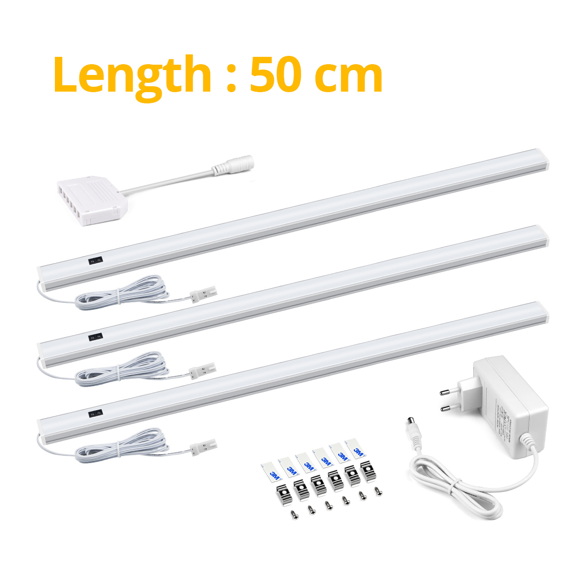 LED-Leuchten, starre Streifen, Barra de LUCES, LED-Leiste für die Aufbewahrung von Küchenschränken, parallele Beleuchtung, DC12 V, Handfeger-Bewegungsmelder-Röhren: Warmes Weiß / changeable
