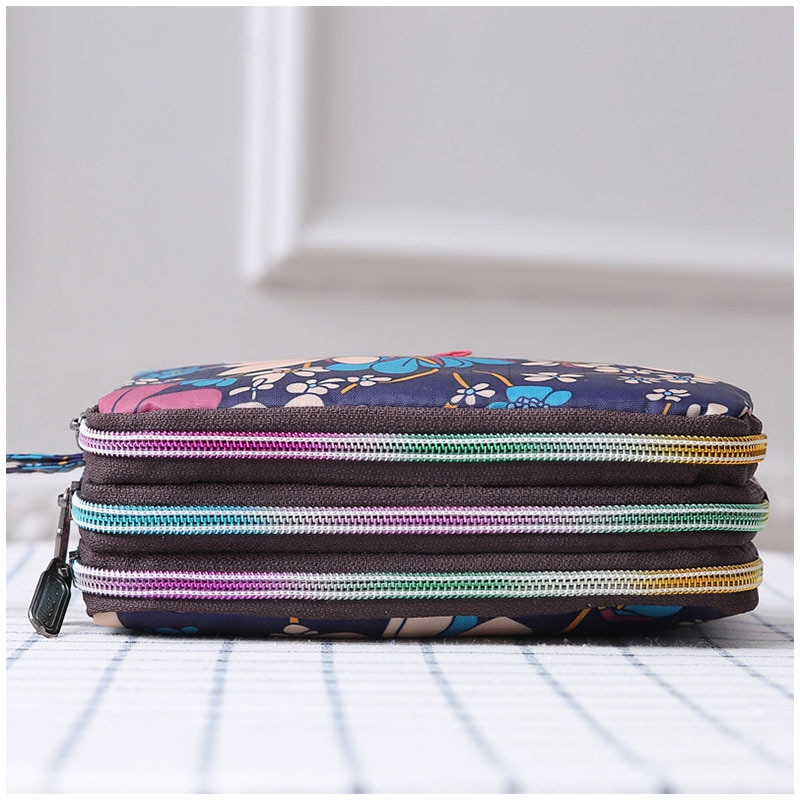 Women's handbag canvas three-layer long wallet large capacity key coin purse leisure mobile phone bag