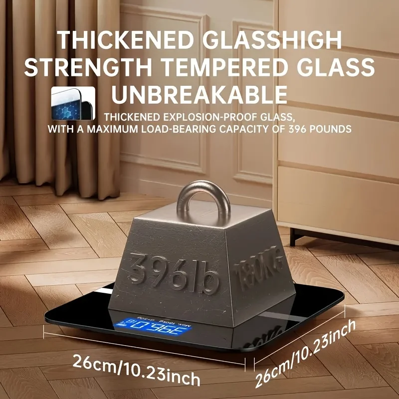 Zeer nauwkeurige personenweegschaal met breed platform en grote capaciteit, LCD-scherm met achtergrondverlichting, capaciteit van 390 lb