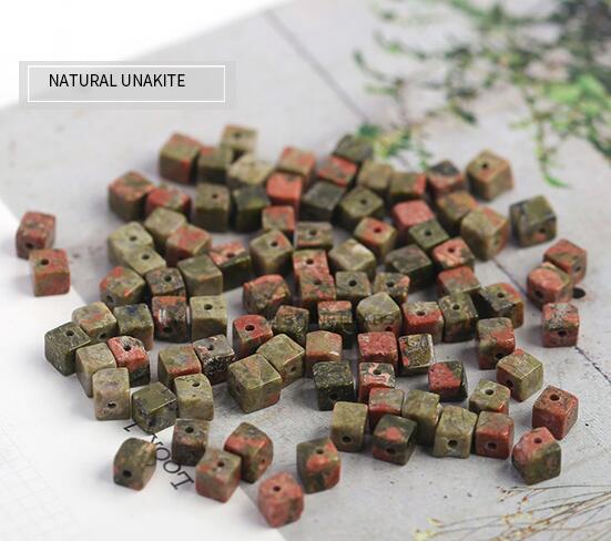 Natural mixed stone square beads with hole YELLOW TURQUIOSE YELLOW JADE square beads for accessory JD stone beads: UNAKITE BEADS / 6X6mm  60pcs