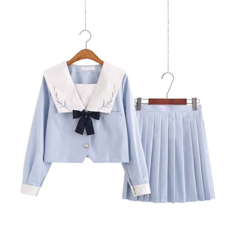 Traje de uniforme marinero JK para niñas, falda con volantes