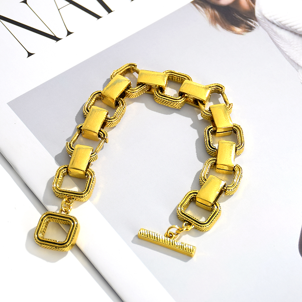 Pulsera de aros de Metal dorado para mujer, brazalete delicado de , accesorios de joyería, ,: Gold-427