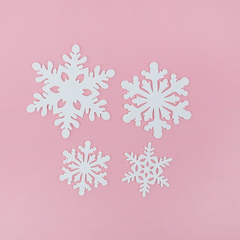 4 stuks/set mix acryl sneeuwvlok taarttopper verjaardagsfeest cupcake topper voor jaar kerstdecoratie taartdecoratie: Wit zonder stok