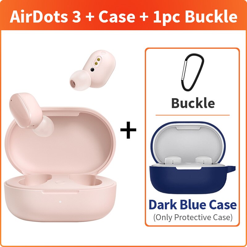 Xiaomi Redmi AirDots 3 Wireless Bluetooth 5.2 In-Ear Mi True Earphone Wireless Stereo Touch Control Smart Wear: pinkAddDarkBlueBox