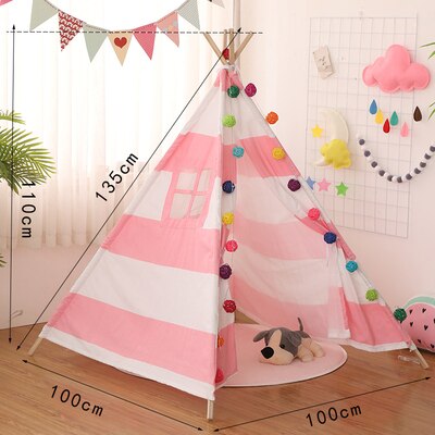 1.35M Portable Cotton Home Tipi Folding Indoor Baby Tent Toy Teepee Original Triangle Indian Kids Wigwam For Children Games: 15